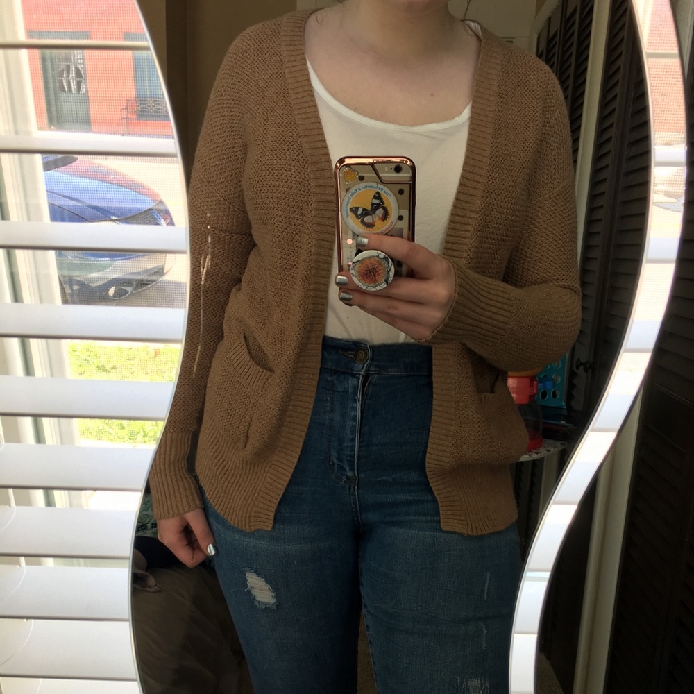 Tan knit cardigan